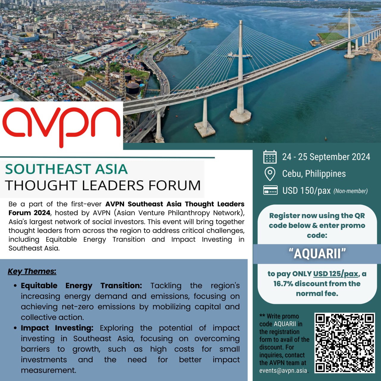 AVPN and Aquarii BD Cambodia Partner to Offer Discounts for Southeast Asia Thought Leaders Forum 2024 in Cebu