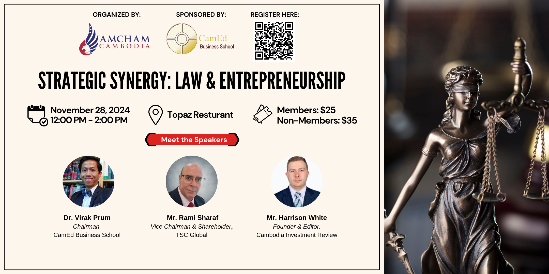 AmCham Cambodia Law & Entrepreneurship Luncheon at Topaz on November 28
