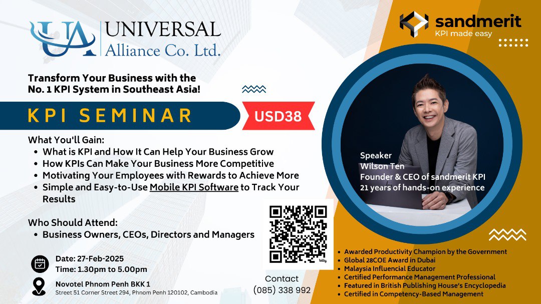 Sandmerit KPI Seminar Returns to Phnom Penh on February 27 at Novotel Phnom Penh