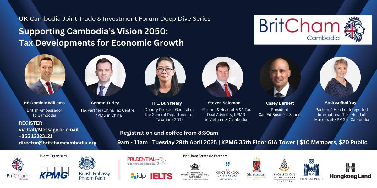Top Tax Experts to Gather in Phnom Penh for High-Level Seminar on Cambodia’s 2050 Vision – April 29 at KPMG GIA Tower