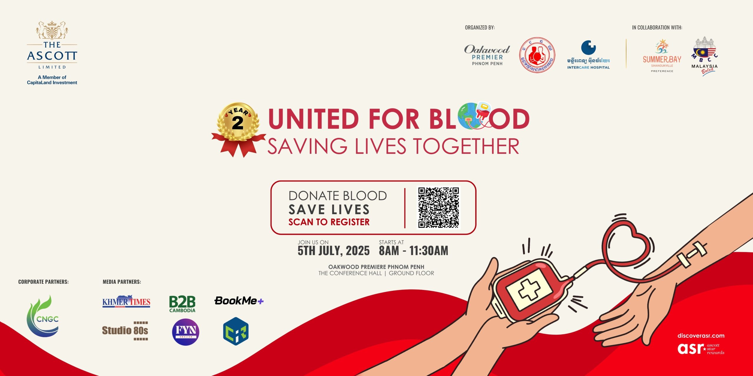 Oakwood Premier Phnom Penh Partners with CIR Media and Others for Year 2 of Community Blood Donation Campaign