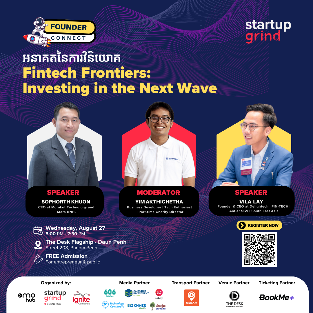 Startup Grind Cambodia to Spotlight Fintech Investment on August 27 at The Desk Flagship