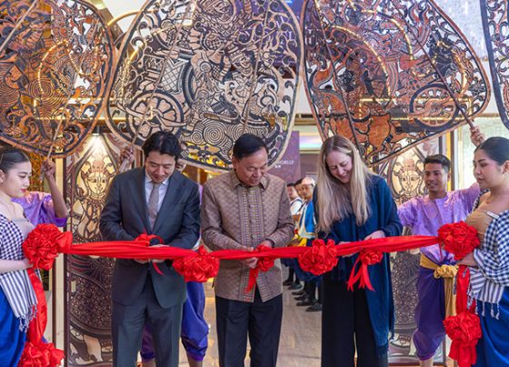 Ribbon-cutting ceremony marking the launch of “Shadows Beyond Time.”