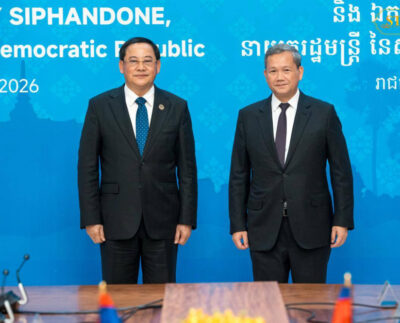 Prime Minister Samdech Moha Borvor Thipadei Hun Manet met with Lao Prime Minister H.E. Sonexay Siphandone at the Solidarity Palace