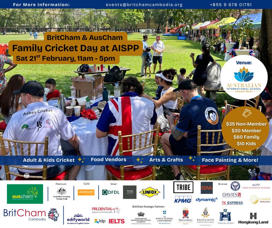 BritCham x AusCham Family Cricket Day – 21 February at AISPP (11am–5pm) – Blending Sport, Business and Community
