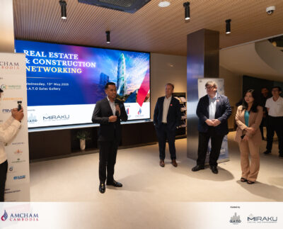 AmCham Cambodia Real Estate & Construction industry leaders, developers, consultants, contractors, and investors gather at the G.A.T.O Tower showroom in Phnom Penh on May 13, 2026.