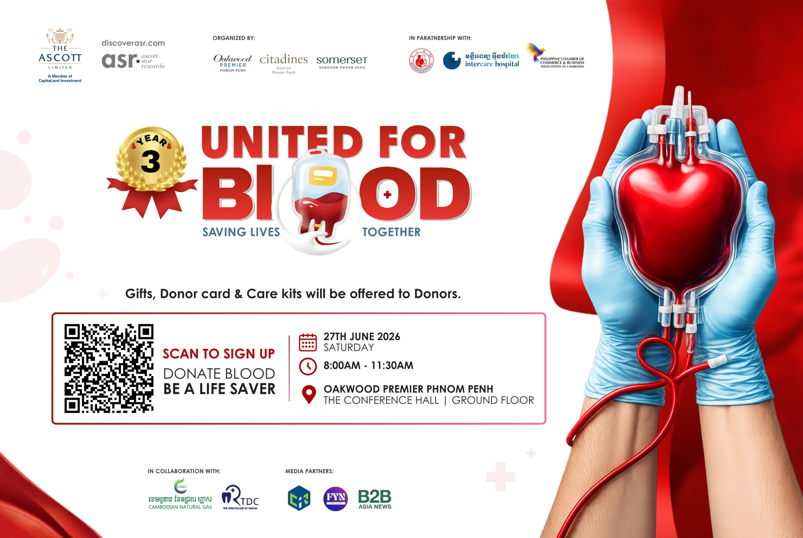 Ascott Cambodia Properties Unite for Third Annual Blood Donation Drive to Support Community Health