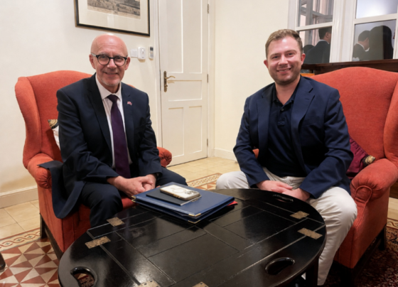 UK Prime Minister's Trade Envoy to Cambodia, Laos, Thailand and Vietnam, Matt Western MP and CIR Media Editor Harrison White at the British Ambassador Residence Phnom Penh on June 10, 2026.