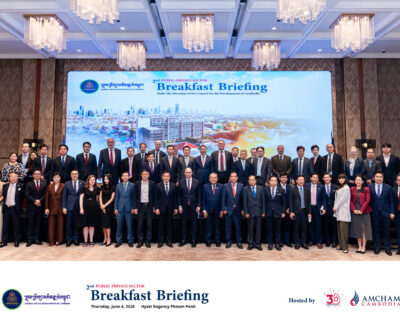 The second Public–Private Sector Breakfast Briefing hosted by the American Chamber of Commerce in Cambodia (AmCham Cambodia) at Hyatt Regency Phnom Penh on June 4 2026.