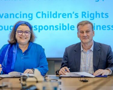 UNICEF Representative Maha Damaj and IBC Chairperson Paul Clements.