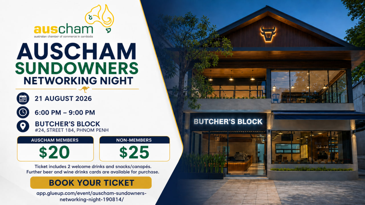 AusCham Sundowners Networking Night Returns to Phnom Penh on August 21 at Butcher’s Block