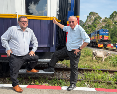 CIR Reporter Gareth Johnson and Royal Railways CEO John Guiry.