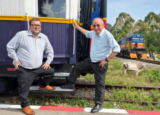 CIR Reporter Gareth Johnson and Royal Railways CEO John Guiry.